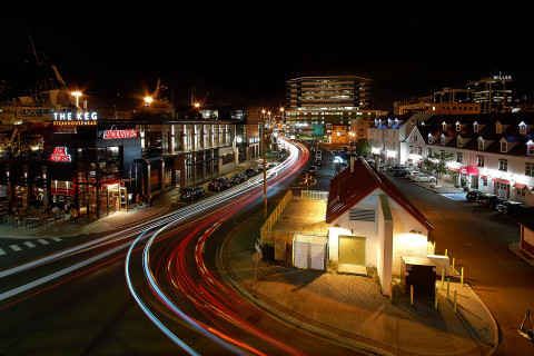 Long exposure of Harbour Drive west, St. John's, Newfoundland and Labrador.